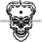 Black And White Skull Skeleton Head Wearing Ethnic Russian Hat Vector Design Element BW Death Head Skeleton Dead Face Horror Human Bone Evil Tattoo Grunge Scary Gothic Art Logo Clipart SVG