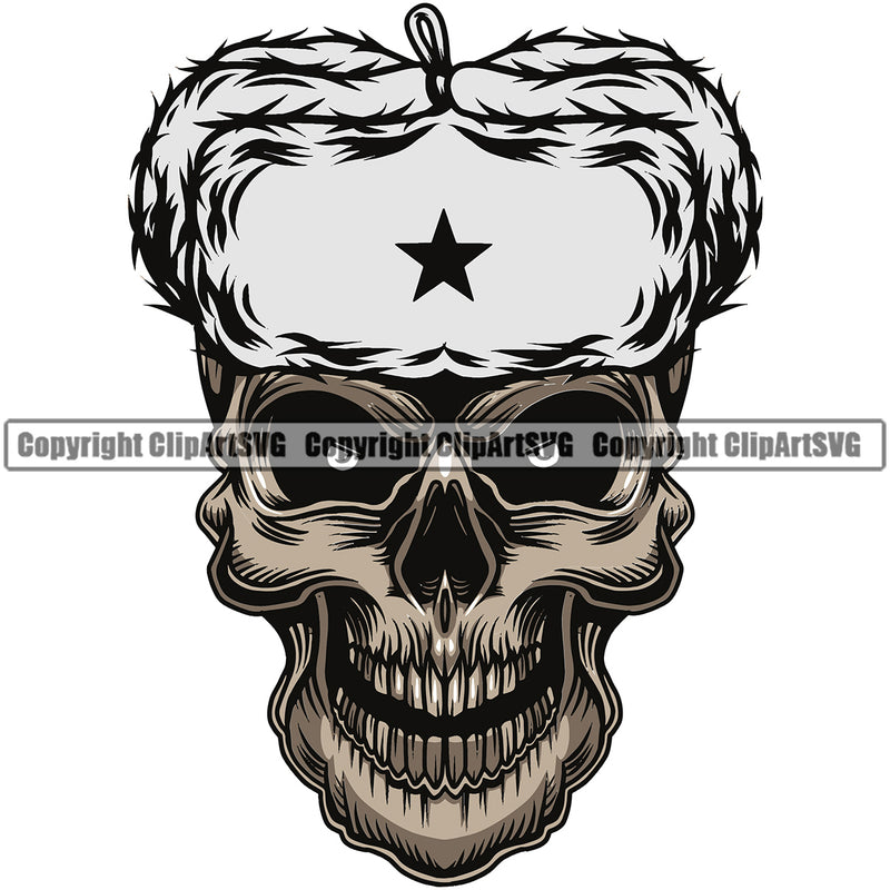 Skull Skeleton Head Wearing Ethnic Russian Hat Vector Design Element White Background Death Head Skeleton Dead Face Horror Human Bone Evil Tattoo Grunge Scary Gothic Art Logo Clipart SVG