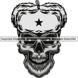 Black And White Skull Skeleton Head Design Element Death Head Skeleton Wearing Ethnic Russian Hat Dead Face Horror Human Bone Evil Tattoo Grunge Scary Gothic Art Logo Clipart SVG