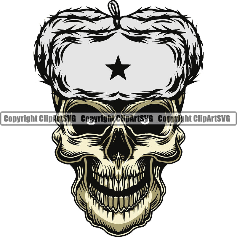 Skull Skeleton Yellow Color Face Wearing Ethnic Russian Hat Vector Design Element White Background Death Head Skeleton Dead Face Horror Human Bone Evil Tattoo Grunge Scary Gothic Art Logo Clipart SVG