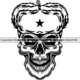 Black And White Skull Skeleton Smile Face Design Element Death Head Skeleton Wearing Ethnic Russian Hat Dead Face Horror Human Bone White Background Evil Tattoo Grunge Scary Gothic Art Logo Clipart SVG