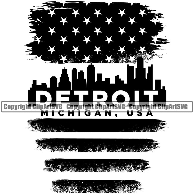 Country Map Nation National Detroit Quote Text Design Element Stars Above United States Flag American USA US America Badge Symbol Icon Global Official Sign Design Logo Clipart SVG