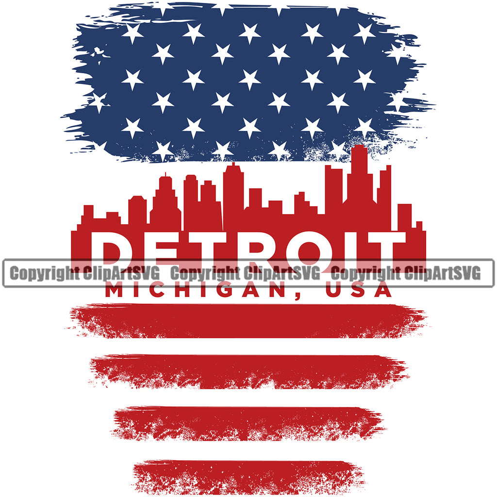 Country Map Nation National Emblem Detroit Stars Color Design Element United States Flag American USA US America Badge Symbol Icon Global Official Sign Design Logo Clipart SVG