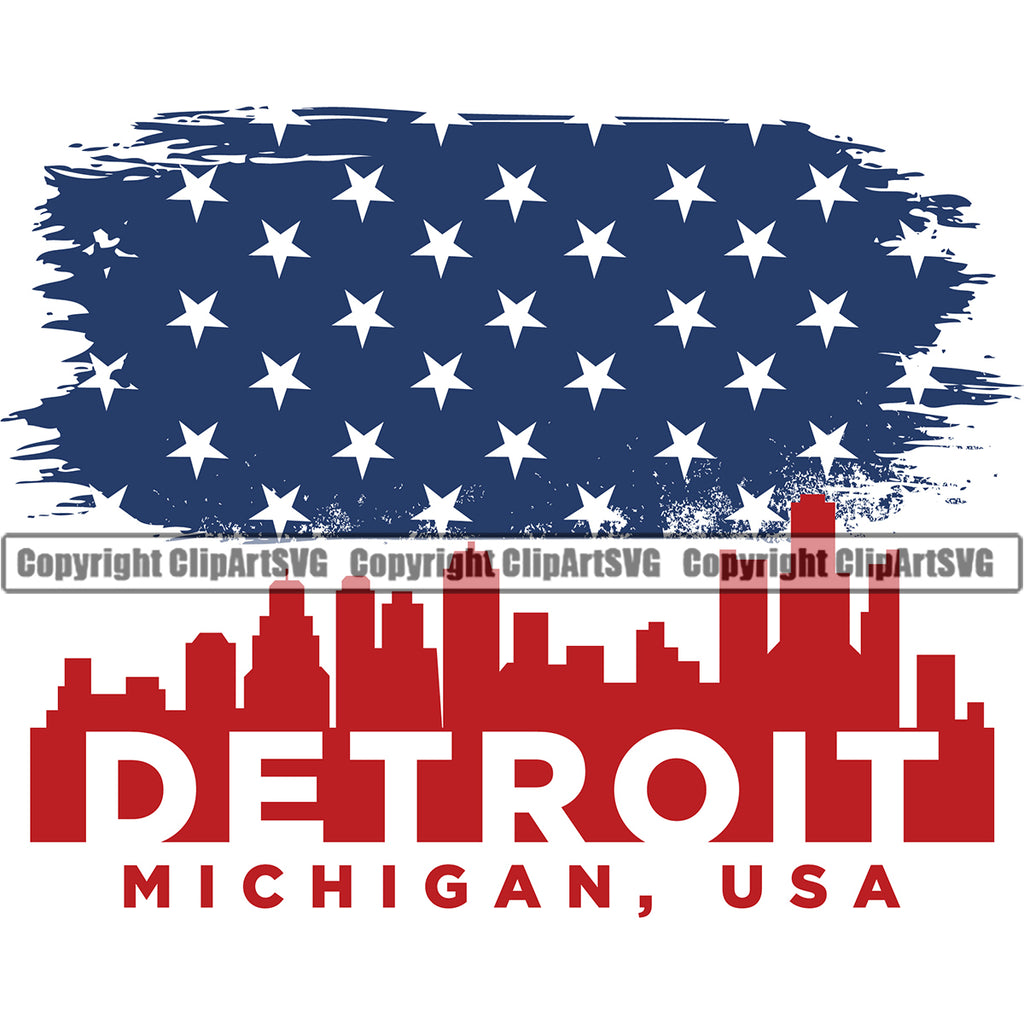 Country Map Nation National Emblem Detroit Color Design Element Above Stars United States Flag American USA US America Badge Symbol Icon Global Official Sign Design Logo Clipart SVG