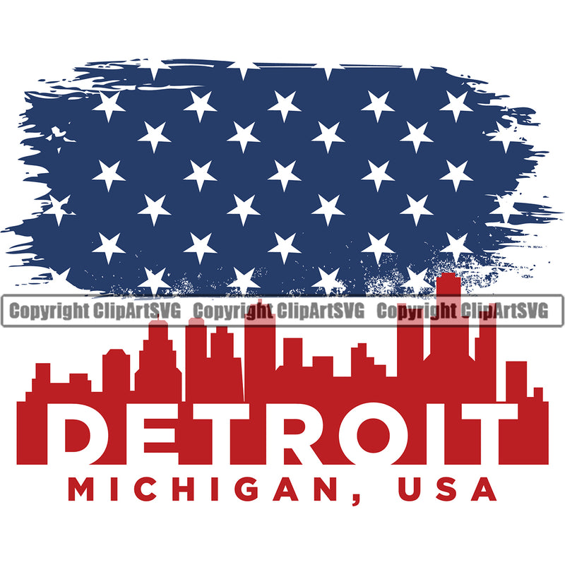 Country Map Nation National Emblem Detroit Color Design Element Above Stars United States Flag American USA US America Badge Symbol Icon Global Official Sign Design Logo Clipart SVG