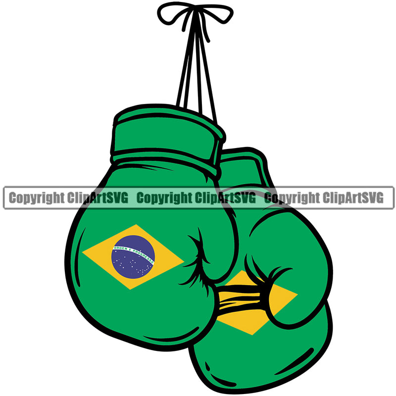 Country Map Nation National Emblem Badge Boxing Gloves Design Element Symbol Brazil Brazilian Flag Latin Latino Latina Spanish Icon Global Official Sign Design Logo Clipart SVG