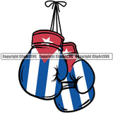 Country Flag Nation National Cuba Cuban Flag Boxing Gloves Color Design Element Latin Latino Latina Spanish Caribbean Island Emblem Badge Symbol Icon Global Official Sign Design Logo Clipart SVG