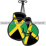 Country Map Nation National Flag Boxing Gloves Jamaica Emblem Badge Symbol Jamaican Flag Rasta Reggae Rastafari Caribbean Island Global Official Sign Design Logo Clipart SVG