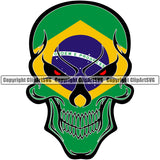 Country Map Nation National Brazil Skull Skeleton Red Eyes Design Element Brazilian Flag Latin Latino Latina Spanish Emblem Badge Symbol Icon Global Official Sign Design Logo Clipart SVG