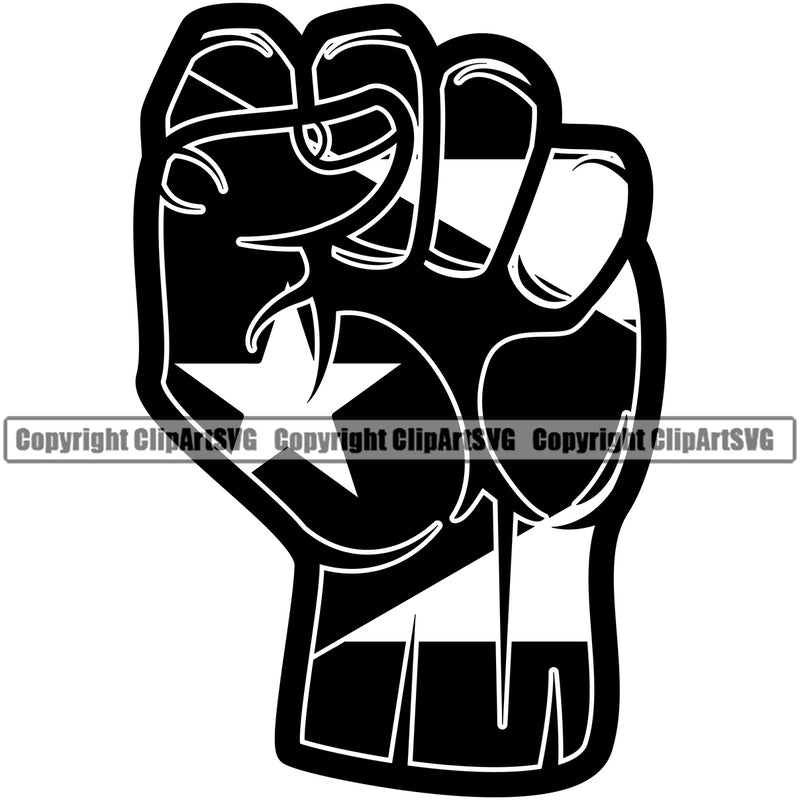 Country Flag Nation National Cuba Cuban Fist Power Design Element Arm Flag Latina Spanish Caribbean Island Emblem Badge Symbol Icon Global Official Sign Design Logo Clipart SVG