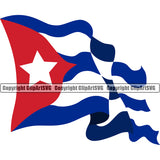 Country Flag Nation National Cuba Cuban Flag Wavy Color Design Element Latin Latino Latina Spanish Caribbean Emblem Badge Symbol Icon Global Official Sign Design Logo Clipart SVG