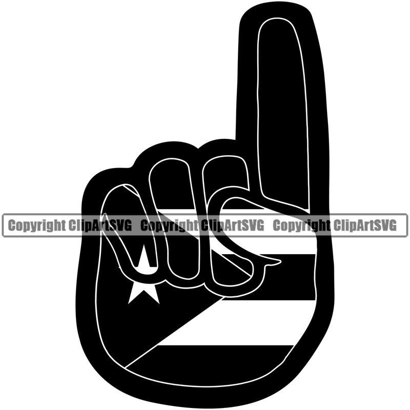 Country Flag Nation National Cuba Cuban Flag Number One Hand Sign Design Element Latin Latino Latina Spanish Caribbean Emblem Badge Symbol Icon Global Official Sign Design Logo Clipart SVG