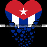 Country Flag Nation National Cuba Heart Blue Color Design Element Falling Cuban Latino Latina Spanish Caribbean Island Flag Emblem Badge Symbol Icon Global Official Sign Design Logo Clipart SVG