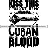 Country Flag Nation National Cuba Cuban Flag Emblem Badge Symbol Kiss This If You Don't Like My Cuban Blood Design Element Quote Icon Global Official Sign Design Logo Clipart SVG
