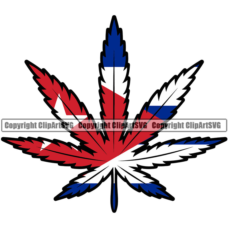 Country Flag Nation National Cuba Cuban Marijuana Leaf Color Design Element Flag Emblem Badge Symbol Latin Latino Latina Spanish Caribbean Island Icon Global Official Sign Design Logo Clipart SVG