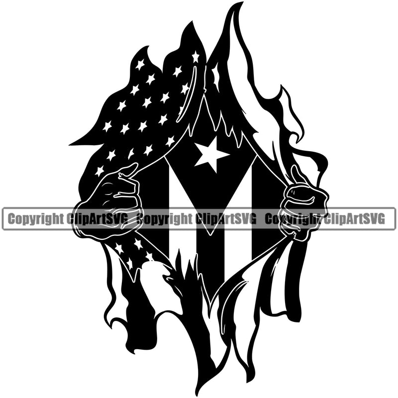 Country Flag Nation National Cuba Cuban Flag Rip Shirt Open USA United Flag Design Element Emblem Badge Symbol Global Latin Latino Latina Spanish Caribbean Island Sign Design Logo Clipart SVG