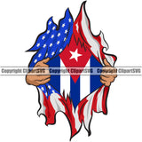 Country Flag Nation National Cuba Rip Shirt Open Color Design Element Cuban Flag Emblem Badge Symbol Icon Official Latin Latino Latina Spanish Caribbean Design Logo Clipart SVG
