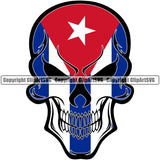 Country Flag Nation National Cuba Cuban Skull Skeleton Color Eyes Design Element Flag Emblem Latin Latino Latina Spanish Caribbean Symbol Icon Official Sign Design Logo Clipart SVG