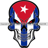 Country Flag Nation Cuba Skull Skeleton Color Smile Face Design Element Flag Emblem Latin Latino Latina Spanish Caribbean Island Symbol Icon Official Sign Design Logo Clipart SVG