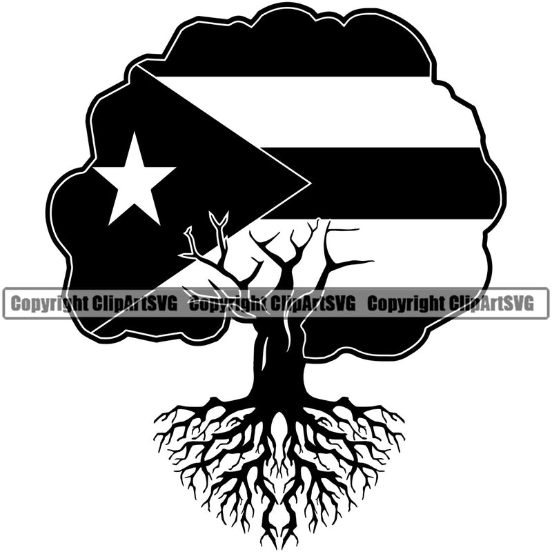Country Flag Nation National Cuba Cuban Flag Tree Born Roots Design Element Latin Latino Latina Spanish Caribbean Island Emblem Badge Icon Global Sign Design Logo Clipart SVG