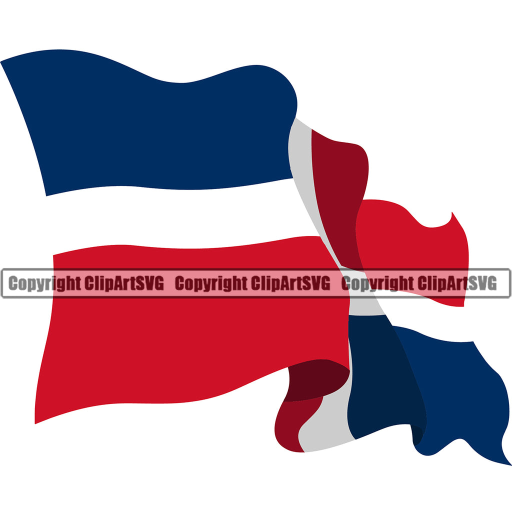 Country Map Nation National  Dominican Republic Flag Wavy Design Element Emblem Badge Latina Spanish Caribbean Island Icon Global Official Sign Design Logo Clipart SVG