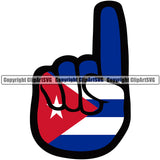 Country Flag Nation National One Finger Hand Sign Country Hand Sound Color Design Element Cuba Cuban Flag Emblem Badge Latin Latino Latina Spanish Icon Global Official Sign Design Logo Clipart SVG