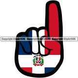 Country Map Nation National Dominican Republic Number 1 One Country Hand Sign Flag Arm Finger Design Element Emblem Badge Symbol Icon Global Latino Latina Spanish Caribbean Island Logo Clipart SVG