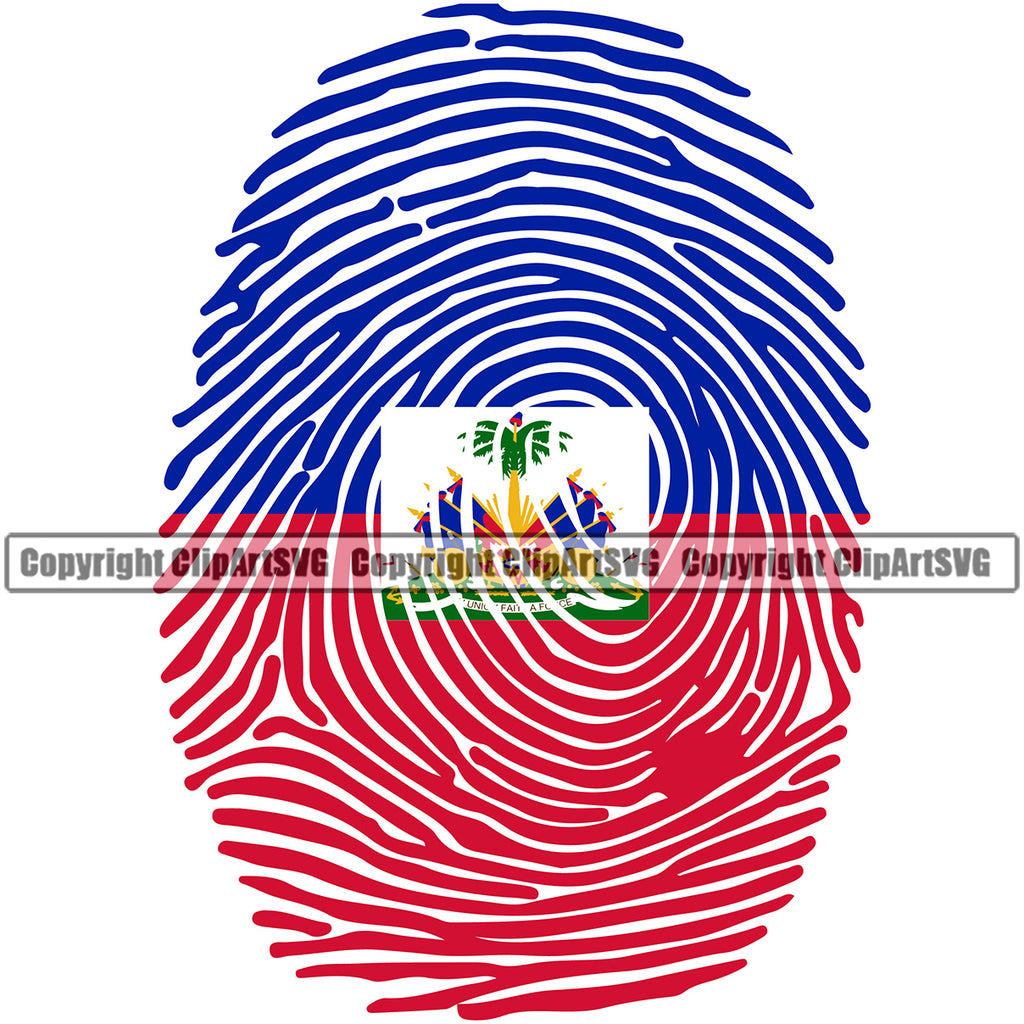 Country Map Nation National Haiti Color Finger Print Design Haitian Flag Element Emblem Badge Symbol Icon Global Official Sign Logo Clipart SVG