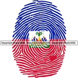 Country Map Nation National Haiti Color Finger Print Design Haitian Flag Element Emblem Badge Symbol Icon Global Official Sign Logo Clipart SVG