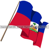 Country Map Nation National Haiti Flag Pole Wavy Color Design Element Haitian Emblem Badge Symbol Icon Global Official Sign Design Logo Clipart SVG