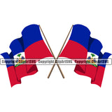 Country Map Nation National Haiti Pole Wavy Crossed Color Haitian Flag Design Element Emblem Badge Symbol Icon Global Official Sign Design Logo Clipart SVG