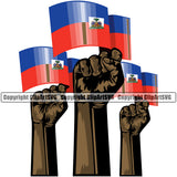 Country Map Nation National Haiti Black African American Hand Fist Power Haitian Flag Design Element Emblem Badge Symbol Icon Global Official Sign Logo Clipart SVG