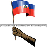 Country Map Nation National Haiti Haitian Flag Stick Black African Cristian Hand Color Design Element  Emblem Badge Symbol Icon Global Official Sign Logo Clipart SVG