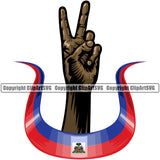 Country Map Nation National Haiti Haitian Peace Hand Sign Design Element Flag Emblem Badge Symbol Icon Global Official Sign Logo Clipart SVG