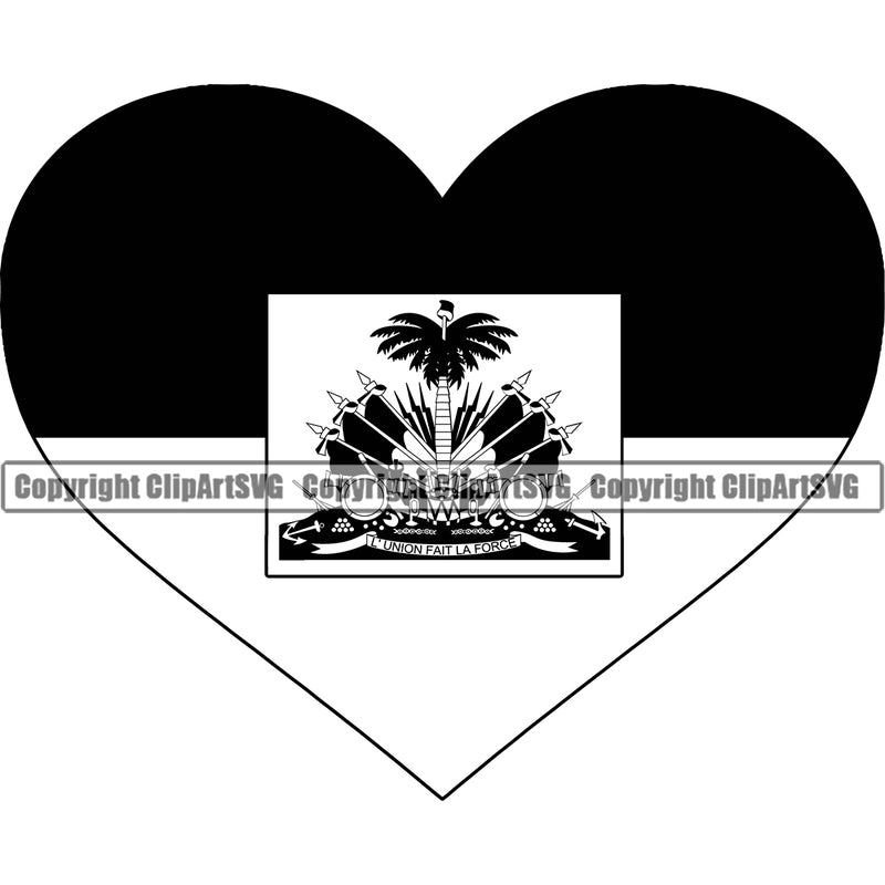 Country Map Nation National Haiti Haitian Flag Heart Design Element Black Color Emblem Badge Symbol Icon Global Official Sign Logo Clipart SVG