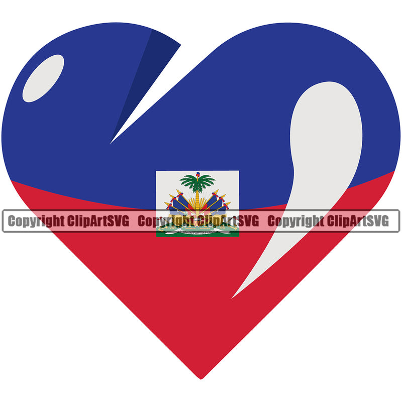 Country Map Nation National Haiti Heart Slice Color Design Element Haitian Flag Emblem Badge Symbol Icon Global Official Sign Logo Clipart SVG