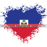 Country Map Nation National Haiti Color Heart Splatter Design Element Haitian Flag Emblem Badge Symbol Icon Global Official Sign Logo Clipart SVG
