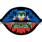 Country Map Nation National Haiti Color Lips Design Element Haitian Flag Emblem Badge Symbol Icon Global Official Sign Logo Clipart SVG