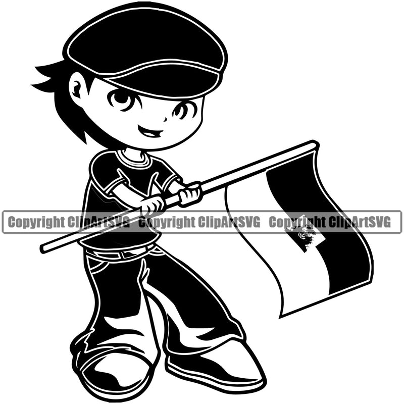 Country Map Nation National Haiti Haitian Cute Little Boy Black Hair Hand Flag Design Element Emblem Badge Symbol Icon Global Official Sign Logo Clipart SVG