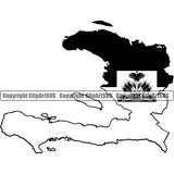 Country Map Nation National Haiti Map Design Element Haitian Flag Emblem Badge Symbol Icon Global Official Sign Logo Clipart SVG