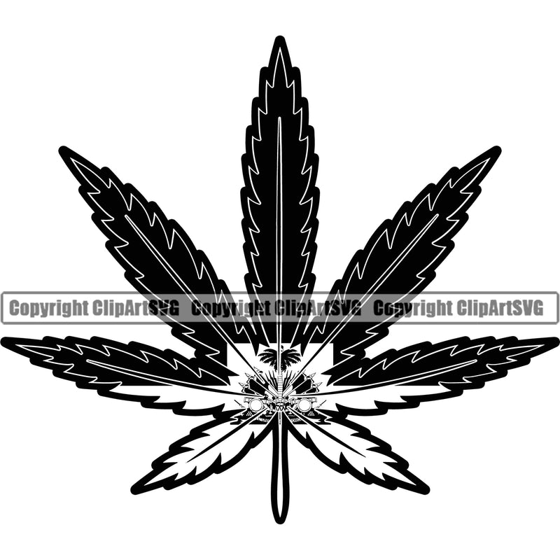 Country Map Nation National Haiti Marijuana Leaf Black White Color Design Element Haitian Flag Emblem Badge Symbol Icon Global Official Sign Logo Clipart SVG