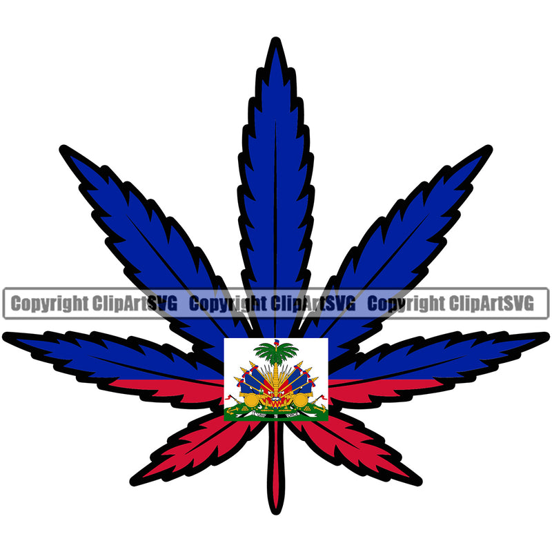 Country Map Nation National Haiti Marijuana Leaf Color Design Element Haitian Flag Emblem Badge Symbol Icon Global Official Sign Logo Clipart SVG