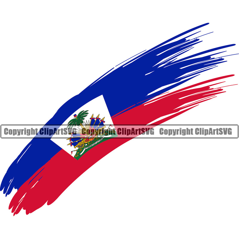 Country Map Nation National Haiti Paintbrush Stroke Color Design Element Haitian Flag Emblem Badge Symbol Icon Global Official Sign Logo Clipart SVG