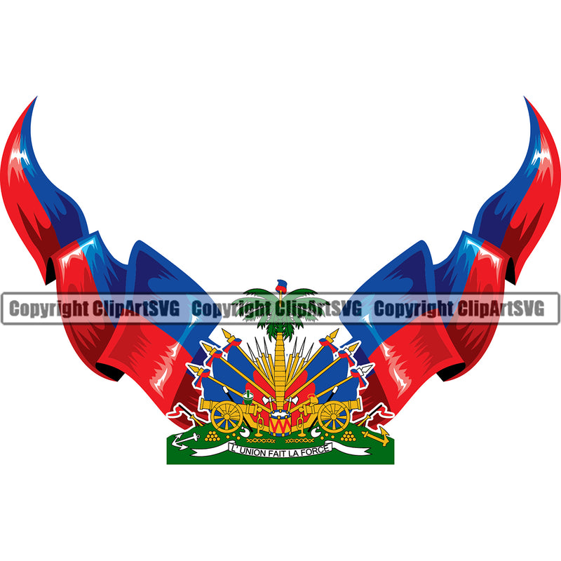 Country Map Nation National Haiti Haitian Flag Symbol Wings Colorful Design Element Emblem Badge Icon Global Official Sign Logo Clipart SVG