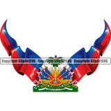 Country Map Nation National Haiti Haitian Flag Symbol Wings Colorful Design Element Emblem Badge Icon Global Official Sign Logo Clipart SVG