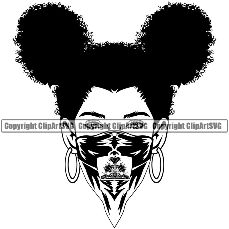 Country Map Nation National Haiti Woman Bandanna Hair Heart Design Element Haitian Flag Emblem Badge Symbol Icon Global Official Sign Logo Clipart SVG