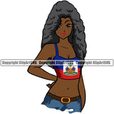 Country Map Nation National Haiti Woman In Map Color Design Element Haitian Flag Emblem Badge Symbol Icon Global Official Sign Logo Clipart SVG
