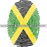 Country Map Nation National Flag Fingerprint Color Design Element Jamaica Jamaican Emblem Badge Symbol Reggae Rastafari Caribbean Island Global Official Sign Logo Clipart SVG