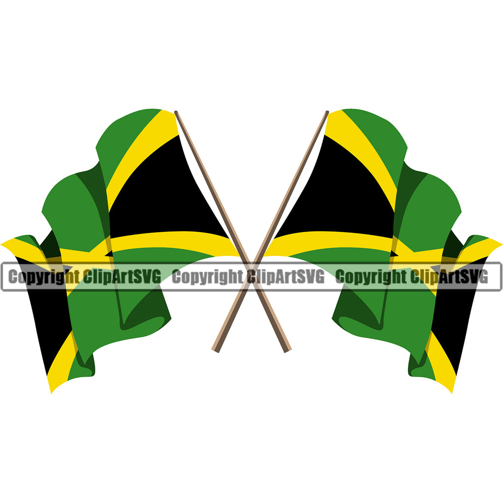 Country Map Nation Flag Color Design Element Crossed Jamaica Jamaican Rasta Reggae Rastafari Caribbean National Emblem Badge Symbol Icon Global Official Sign Logo Clipart SVG