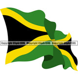 Country Map Nation National Color Wavy Design Element Emblem Badge Symbol Jamaica Jamaican Rasta Reggae Rastafari Caribbean Island Official Sign Logo Clipart SVG